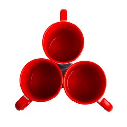 Alternative view of Białe kubki reklamowe z nadrukiem | z kolorowym środkiem i uchem